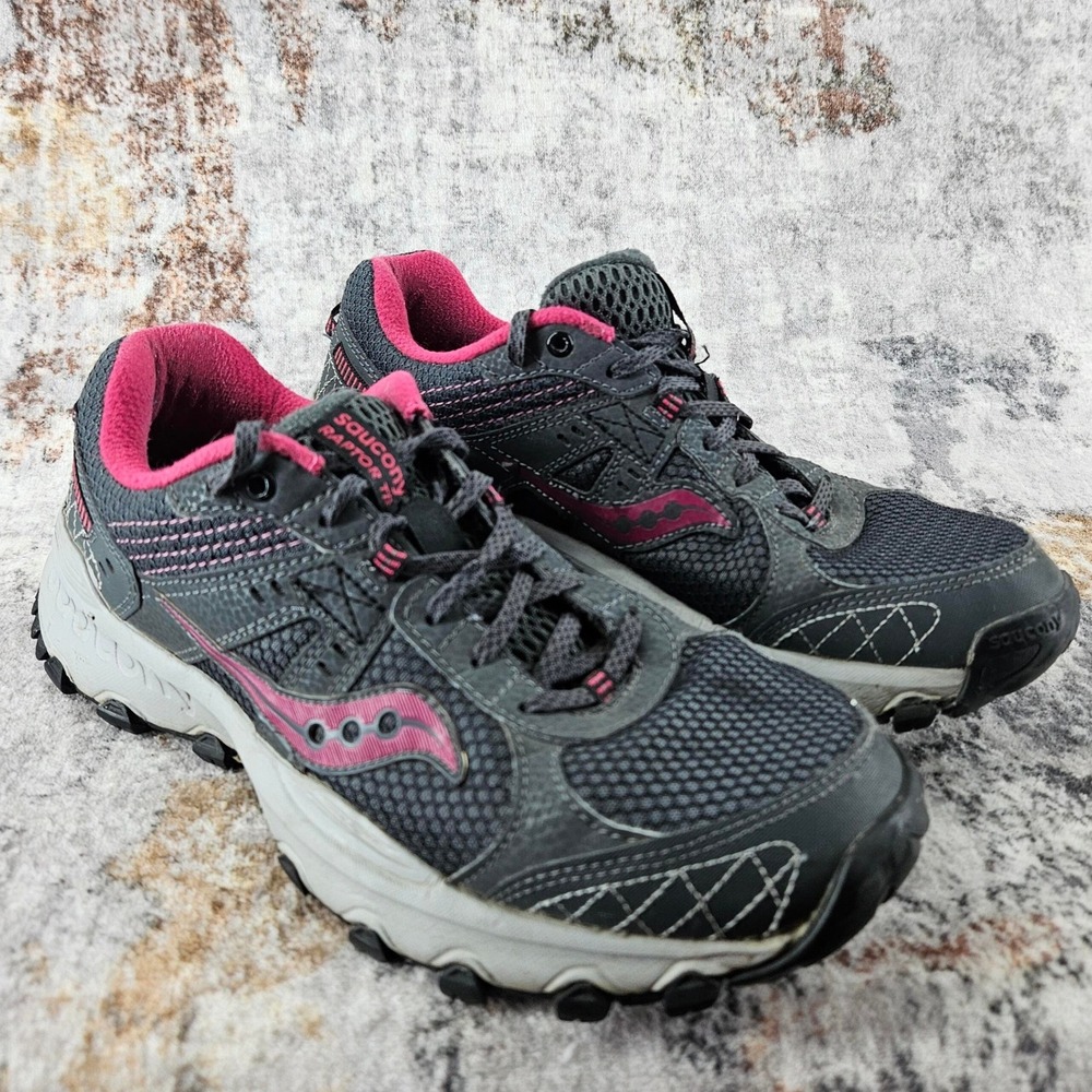 Saucony Shoes Women 8 Gray Pink Raptor‎ TR 2 Athletic Running Trail Sneakers